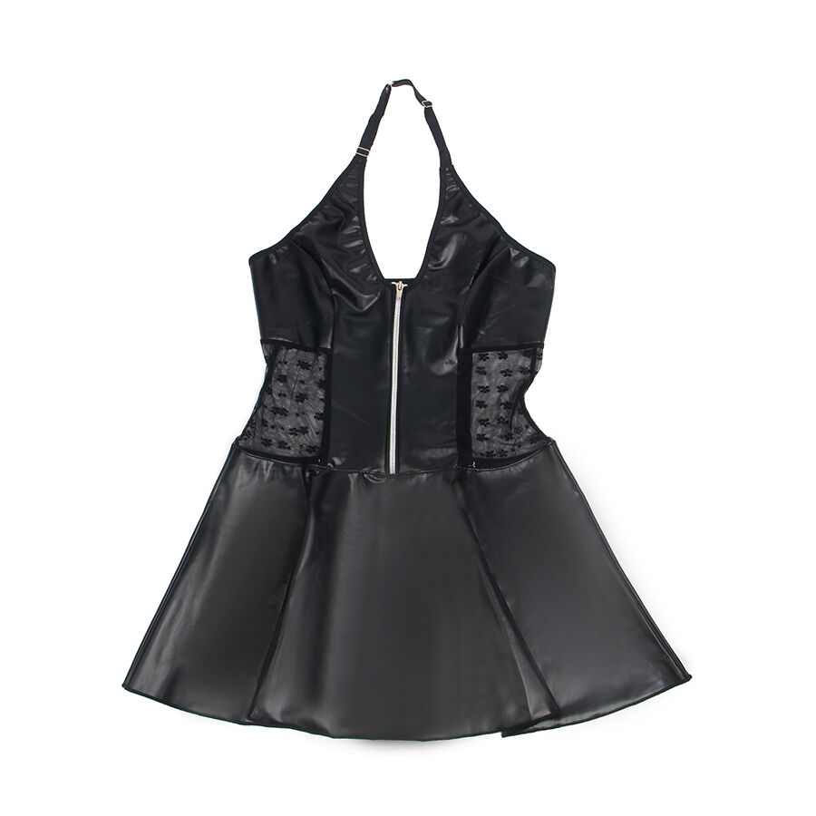 Subblime-957704 Abito in pelle PU con cerniera e pizzo · Lingerie sexy donna (imaginea 5)