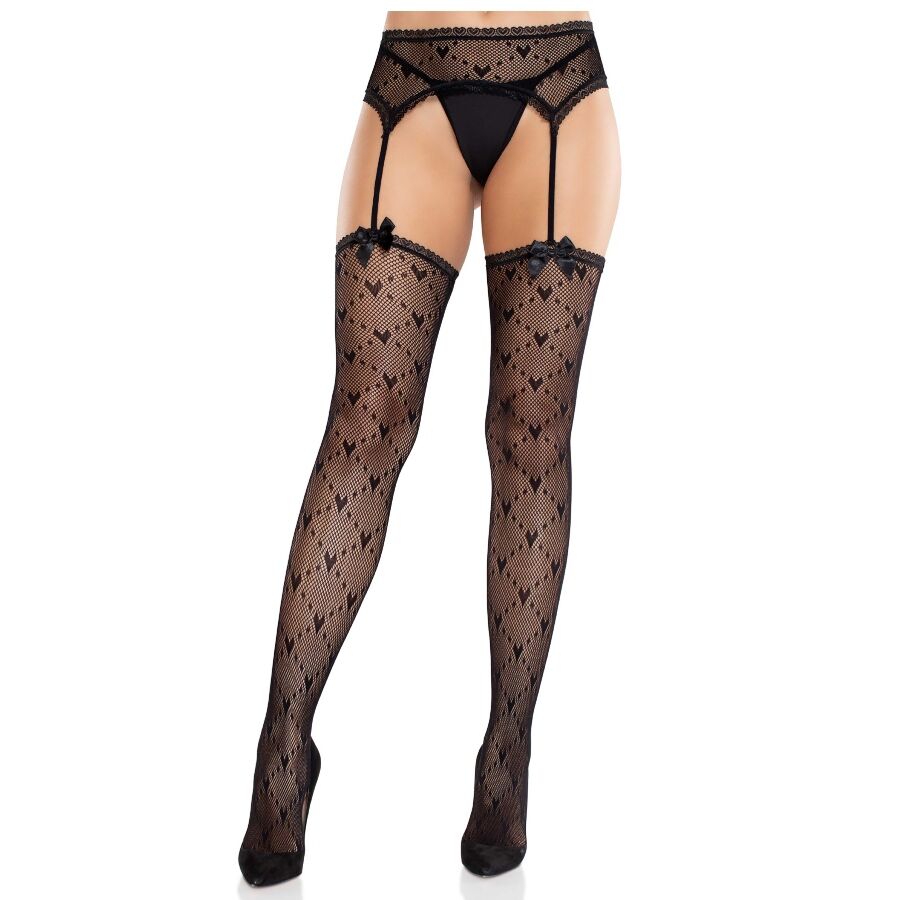 Leg Avenue-Calze con Giarrettiere Cuore, Nere 1 Leg Avenue-Calze con Giarrettiere Cuore, Nere · Lingerie spicy & Bodystocking