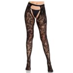 Leg Avenue Hosiery-Calze rosa in pizzo a schiena aperta Nero · Lingerie sexy donna