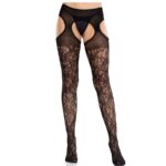 Leg Avenue Hosiery-Calze in pizzo floreale Criss-cross · Lingerie sexy donna