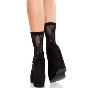 Leg Avenue Hosiery-Calzini Caviglie Rete con Gonna, Nero · Lingerie sexy donna (imaginea 2)
