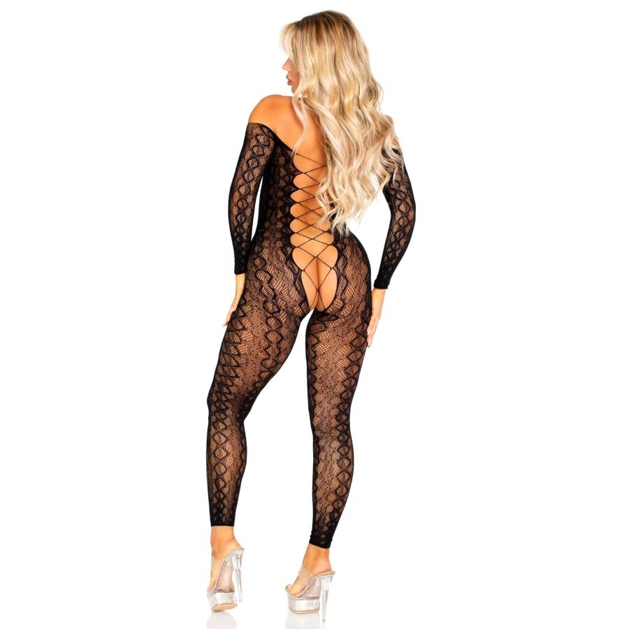 Leg Avenue Bodystockings-Bodystocking senza fondo in pizzo-Nero 2 Leg Avenue Bodystockings-Bodystocking senza fondo in pizzo-Nero · Lingerie sexy donna (imaginea 2)