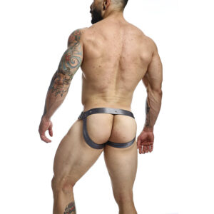 Mob-Dngeon Snap Jockstrap Grigio One Size-Pelle Ecologica · Intimo uomo (imaginea 2)