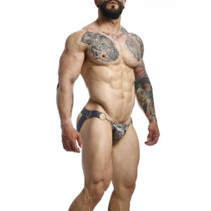 Mob-Dngeon Snap Jockstrap Grigio One Size-Pelle Ecologica · Intimo uomo (immagine 4)