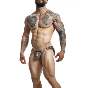 Mob-Dngeon Snap Jockstrap Grigio One Size-Pelle Ecologica · Intimo uomo (immagine 5)
