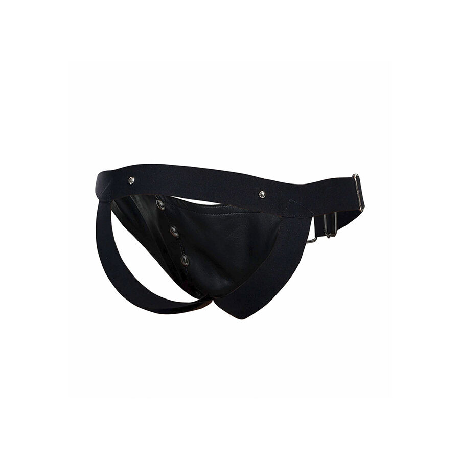 Mob-Dngeon Jockstrap con Anello per Pene One Size-Pelle Ecologica 2 Mob-Dngeon Jockstrap con Anello per Pene One Size-Pelle Ecologica · Intimo uomo (imaginea 2)