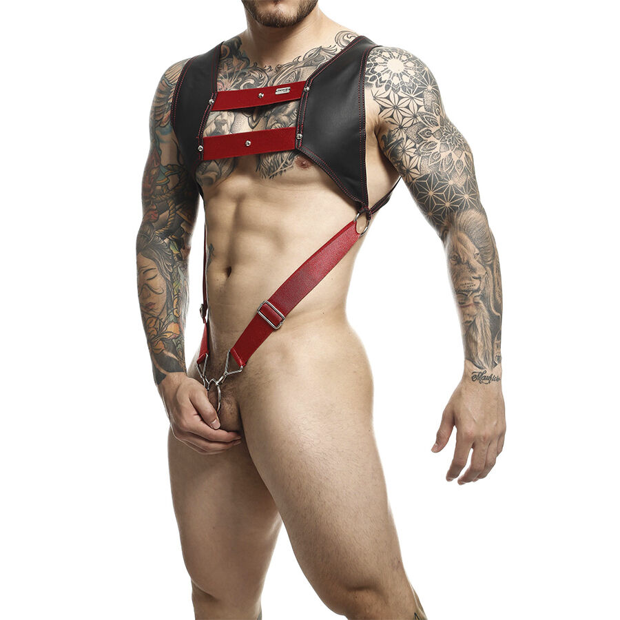 Mob-Dngeon Imbracatura con Anello per Pene Rosso One Size-Pelle Ecologica 3 Mob-Dngeon Imbracatura con Anello per Pene Rosso One Size-Pelle Ecologica · Intimo uomo (imaginea 3)