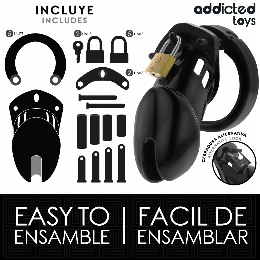 Addicted Toys Locked-Locked Obsidian Hold Gabbia per il Pene · Accessori BDSM (imaginea 5)