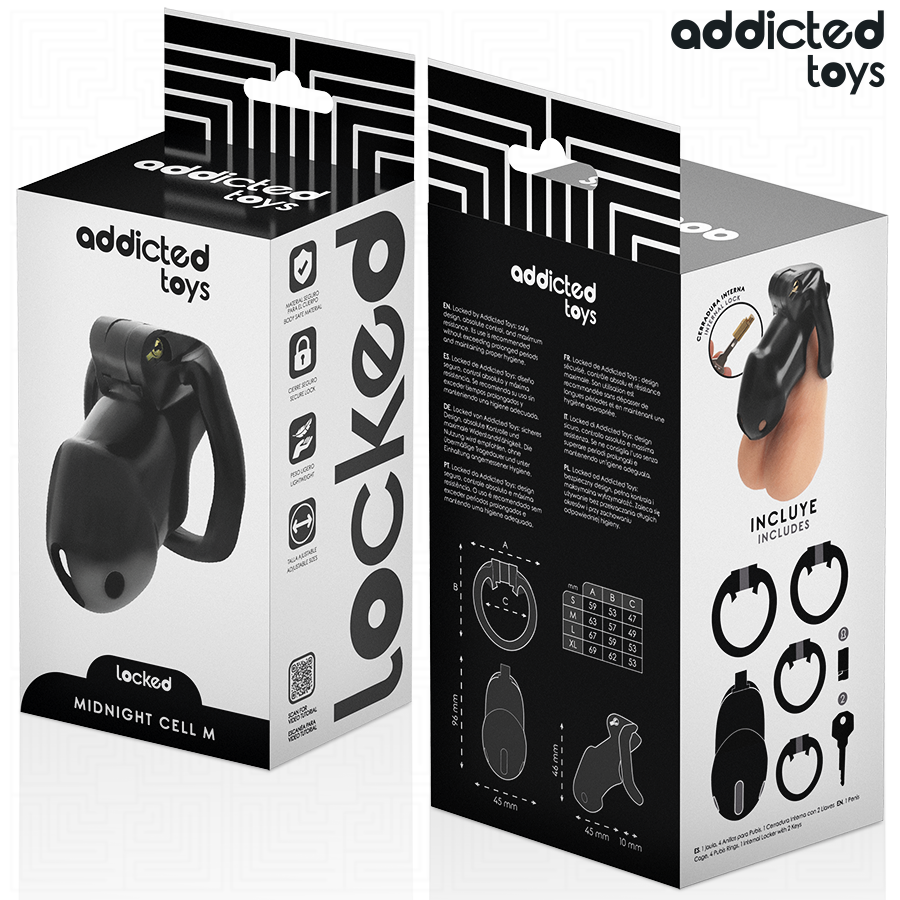 Addicted Toys Locked-Locked - Mindnight Cell Gabbia per il Pene-Dimensione M · Accessori BDSM (immagine 3)