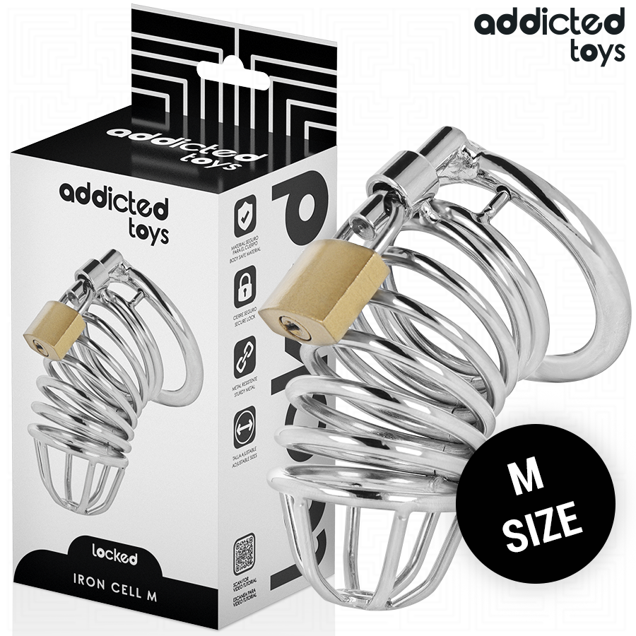 Addicted Toys Locked-Iron Cell Gabbia in metallo per pene Size M