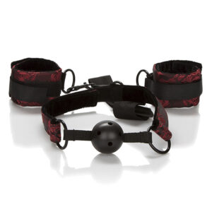 Calexotics-Scandalo Gag con sfera respirabile e manette-silicone