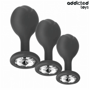 Addicted Toys-Set di 3 Plug anale in Silicone con Gioielli