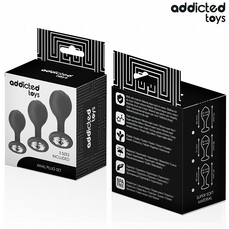 Addicted Toys-Set di 3 Plug anale in Silicone con Gioielli 5 Addicted Toys-Set di 3 Plug anale in Silicone con Gioielli · Giocattoli anali (imaginea 5)