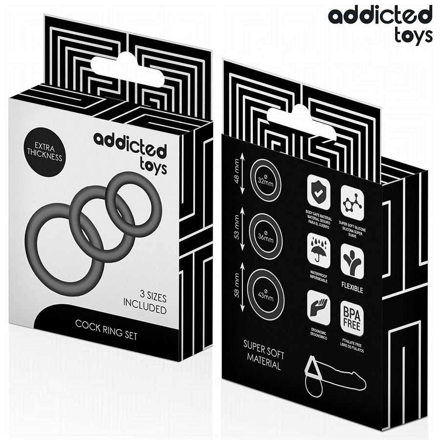 Addicted Toys-Set di anelli in silicone Modello 1 6 Addicted Toys-Set di anelli in silicone Modello 1 · Anelli & Guaine per pene (imaginea 6)