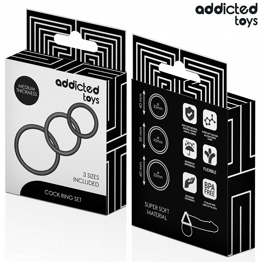 Addicted Toys-Set di anelli in silicone Model 2 · Anelli & Guaine per pene (imaginea 6)