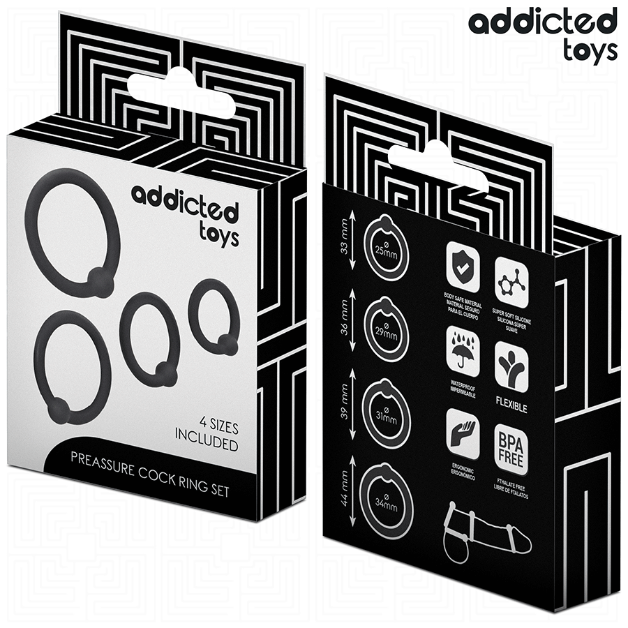 Addicted Toys-Set di anelli in silicone a pressione · Anelli & Guaine per pene (immagine 6)