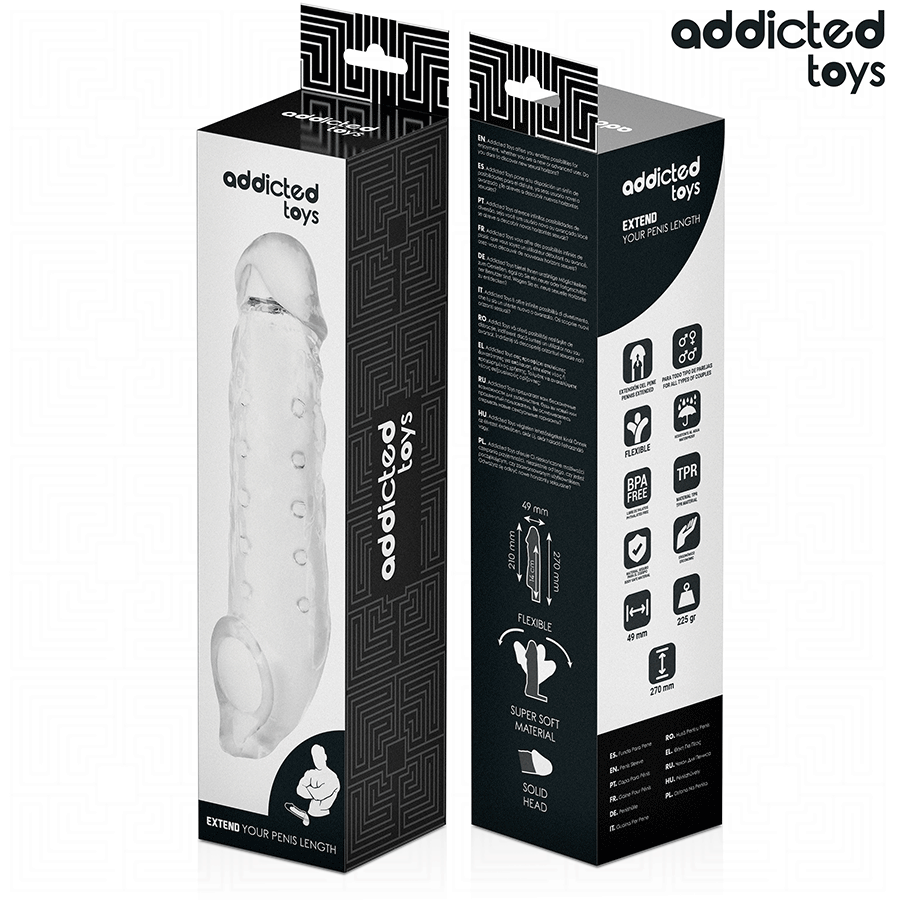 Addicted Toys-Estensione Trasparente per Pene, Dimensione S 23 cm · Anelli & Guaine per pene (imaginea 7)