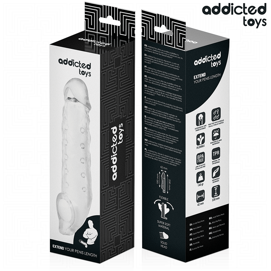 Addicted Toys-Guaina Trasparente per Penis M 27 cm · Anelli & Guaine per pene (imaginea 7)