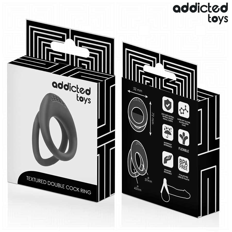 Addicted Toys-Doppio anello strutturato per il pene · Anelli & Guaine per pene (imaginea 6)