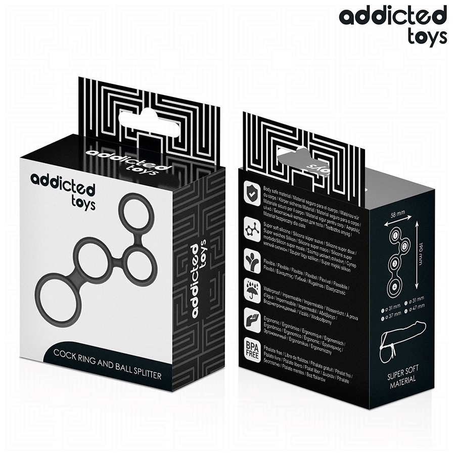 Addicted Toys-Anello per il pene con separatori per testicoli 7 Addicted Toys-Anello per il pene con separatori per testicoli · Anelli & Guaine per pene (imaginea 7)