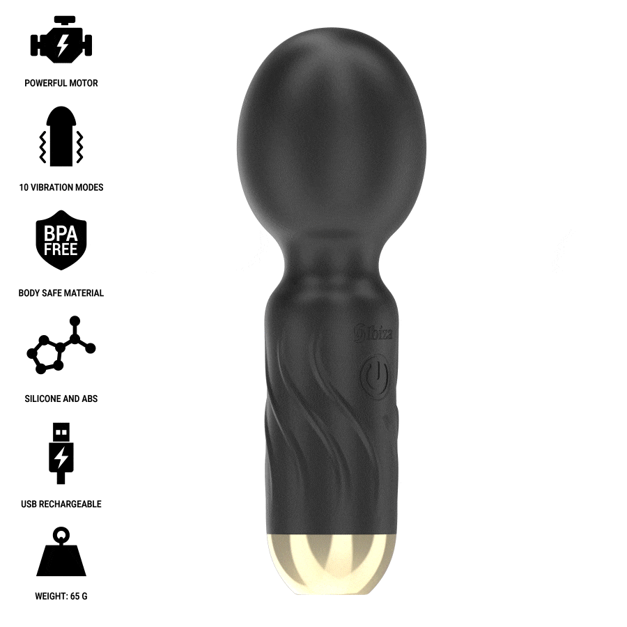 Ibiza-Pocket Wand Vibratore-Silicone, 10 velocità, Ricaricabile, USB — IBIZA TECHNOLOGY · Vibratori (immagine 2)
