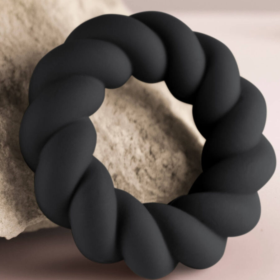 Rocks-off-Twist Anello Masturbatore di Silicone Nero-Waterproof · Anelli & Guaine per pene (immagine 7)