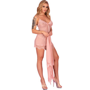 Livco Corsetti Fashion-Hyeona 1710 Babydoll con Tanga Rosa · Lingerie sexy donna (imaginea 3)