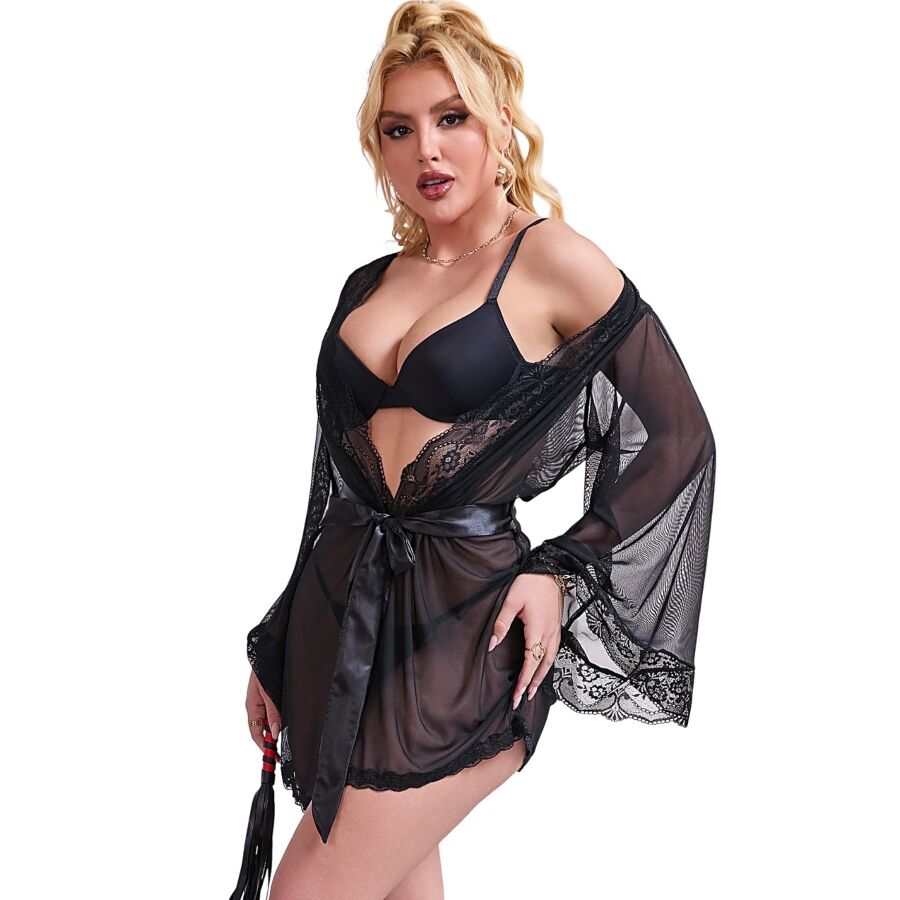 Subblime-Vestito Trasparente con Dettaglio Pizzo, Nero · Lingerie sexy donna (immagine 4)