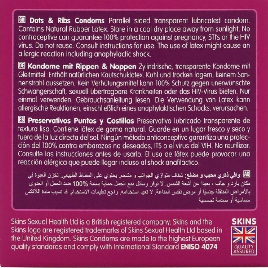 Skins-Dots & Ribs Premium Preservativi Pacchetto 4-Latex 4 Skins-Dots & Ribs Premium Preservativi Pacchetto 4-Latex · Preservativi (imaginea 4)