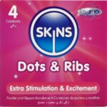 Skins-Dots & Ribs Premium Preservativi Pacchetto 4-Latex · Preservativi