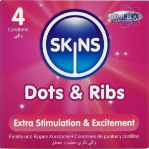Skins-Dots & Ribs Premium Preservativi Pacchetto 4-Latex 5 Skins-Dots & Ribs Premium Preservativi Pacchetto 4-Latex · Preservativi