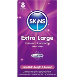 Skins-Extra Large Premium Preservativi Pacchetto 8-Latex 5 Skins-Extra Large Premium Preservativi Pacchetto 8-Latex · Preservativi