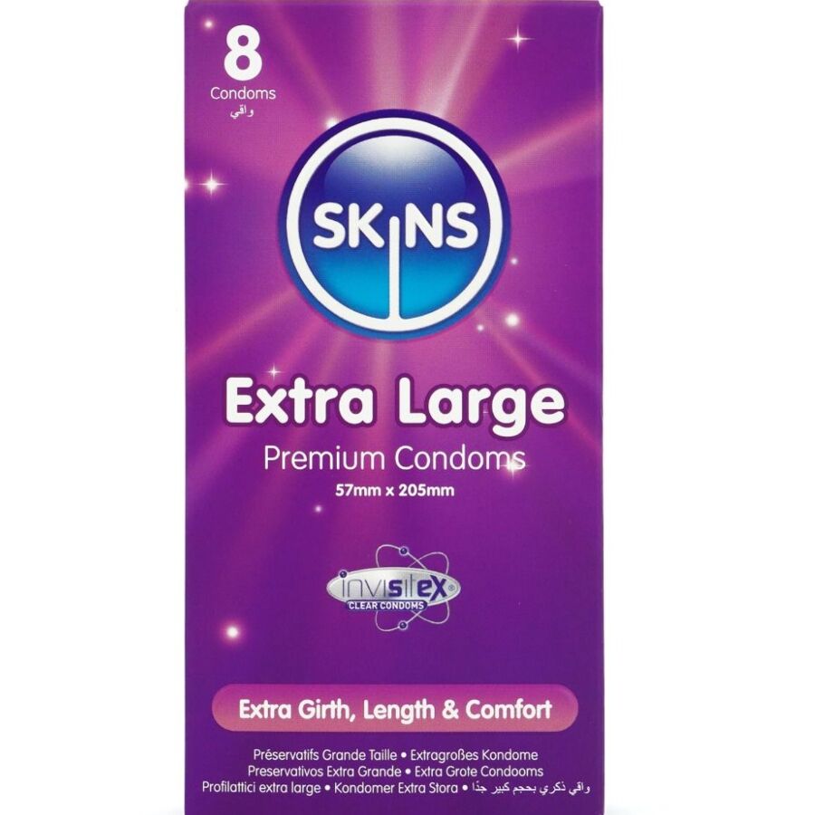 Skins-Extra Large Premium Preservativi Pacchetto 8-Latex 1 Skins-Extra Large Premium Preservativi Pacchetto 8-Latex · Preservativi