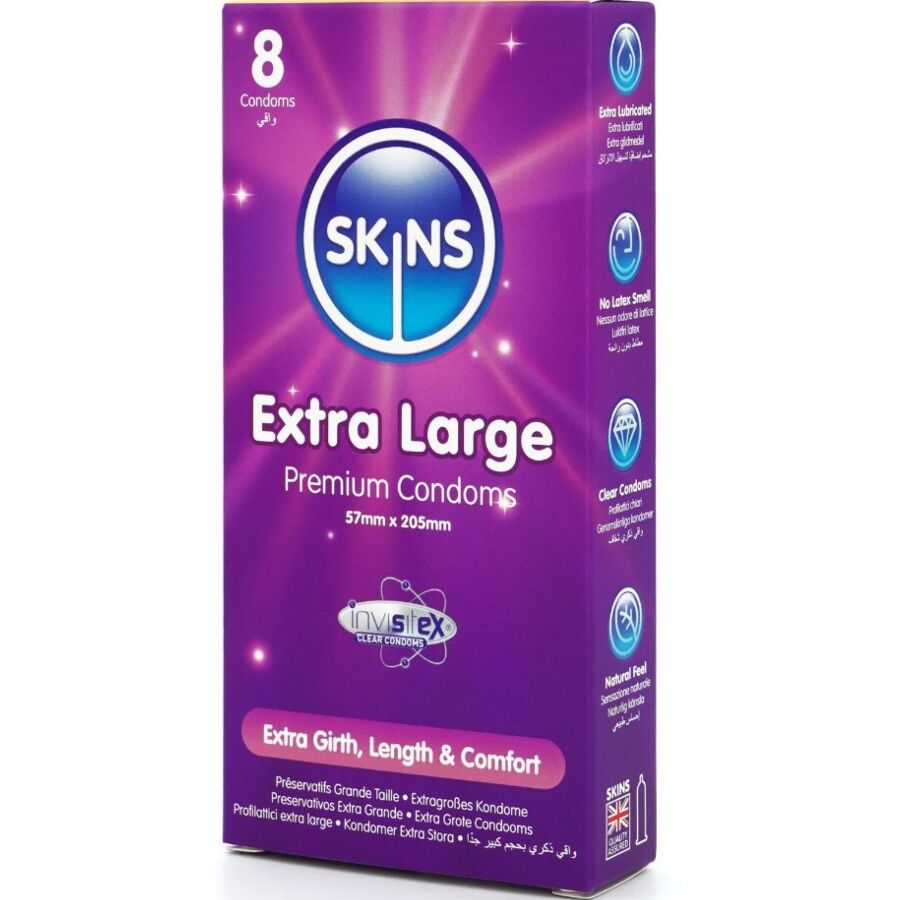 Skins-Extra Large Premium Preservativi Pacchetto 8-Latex 2 Skins-Extra Large Premium Preservativi Pacchetto 8-Latex · Preservativi (imaginea 2)