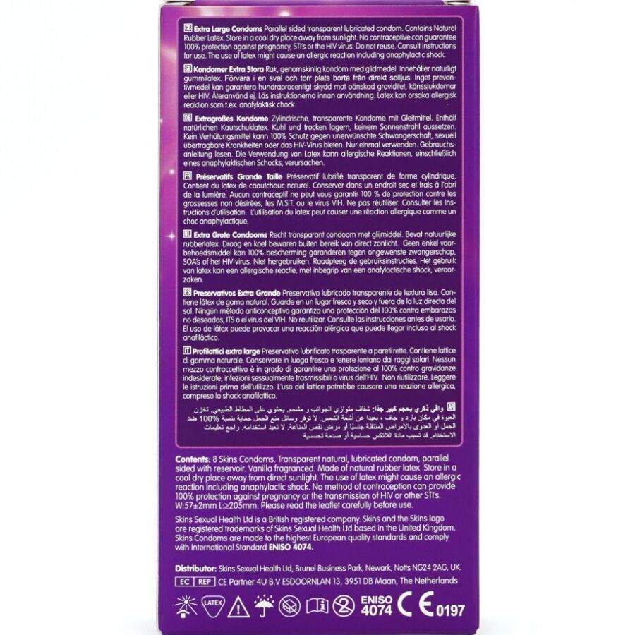 Skins-Extra Large Premium Preservativi Pacchetto 8-Latex 4 Skins-Extra Large Premium Preservativi Pacchetto 8-Latex · Preservativi (imaginea 4)