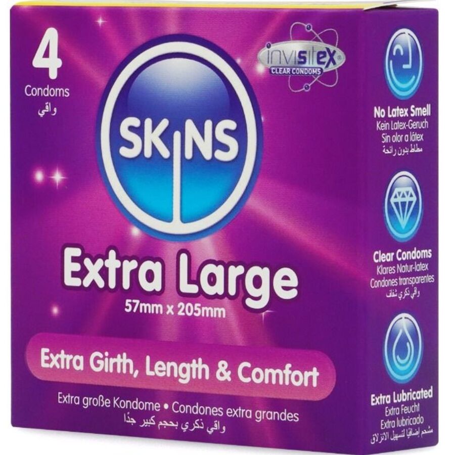 Skins-Extra Large Premium Preservativi Pacchetto 4-Latex 3 Skins-Extra Large Premium Preservativi Pacchetto 4-Latex · Preservativi (imaginea 3)