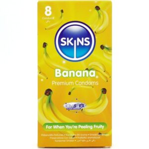 Skins-Condom Premium Sapore di Banana Pacchetto 8-Latex