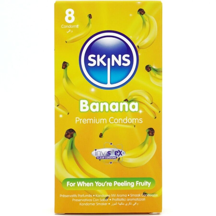 Skins-Condom Premium Sapore di Banana Pacchetto 8-Latex