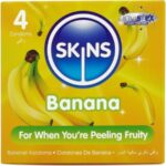 Skins-Preservativi Premium Aroma Banana, Pacchetto 4-Latex · Preservativi