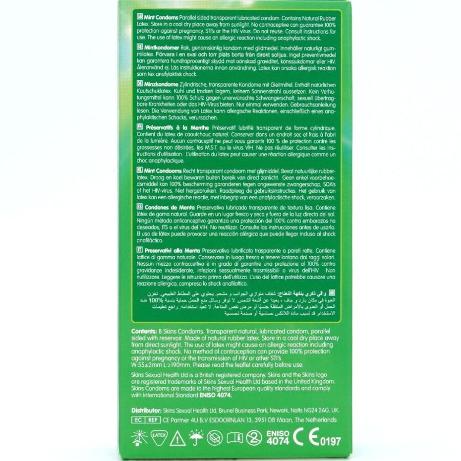 Skins-Mint Premium Preservativi Pacchetto 8-Latex 4 Skins-Mint Premium Preservativi Pacchetto 8-Latex · Preservativi (imaginea 4)