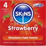 Skins-Pacchetto 4 Preservativo Premium con Aroma di Fragola · Preservativi