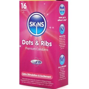 Skins-Dots & Ribs Premium Preservativi Pacchetto 16-Latex · Preservativi (imaginea 3)