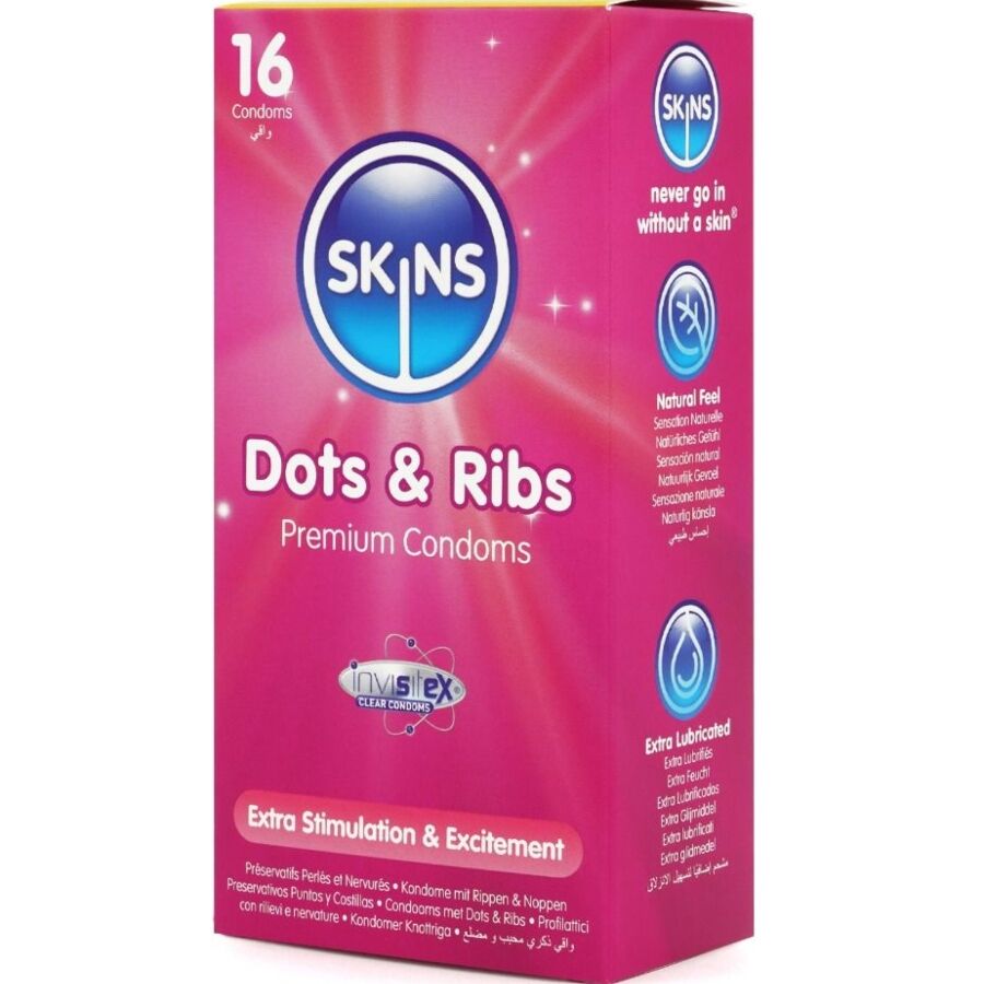 Skins-Dots & Ribs Premium Preservativi Pacchetto 16-Latex 3 Skins-Dots & Ribs Premium Preservativi Pacchetto 16-Latex · Preservativi (imaginea 3)