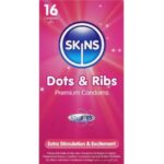Skins-Dots & Ribs Premium Preservativi Pacchetto 16-Latex · Preservativi