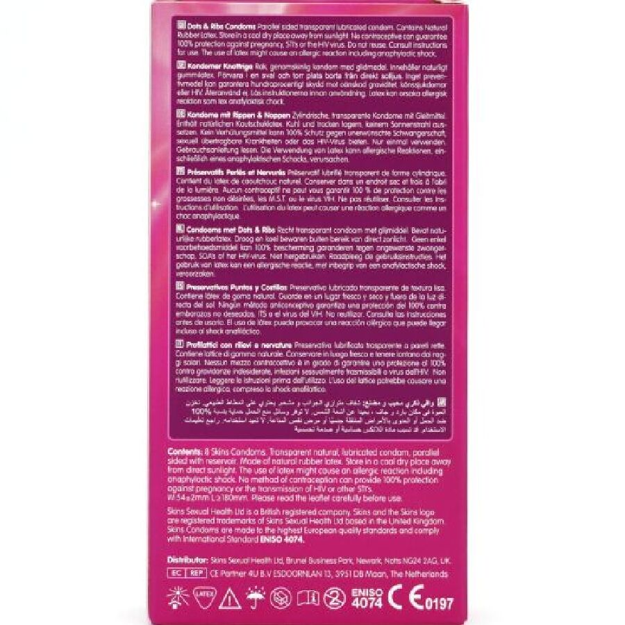 Skins-Dots & Ribs Premium Pacchetto 8 Preservativo-Latex · Preservativi (imaginea 4)