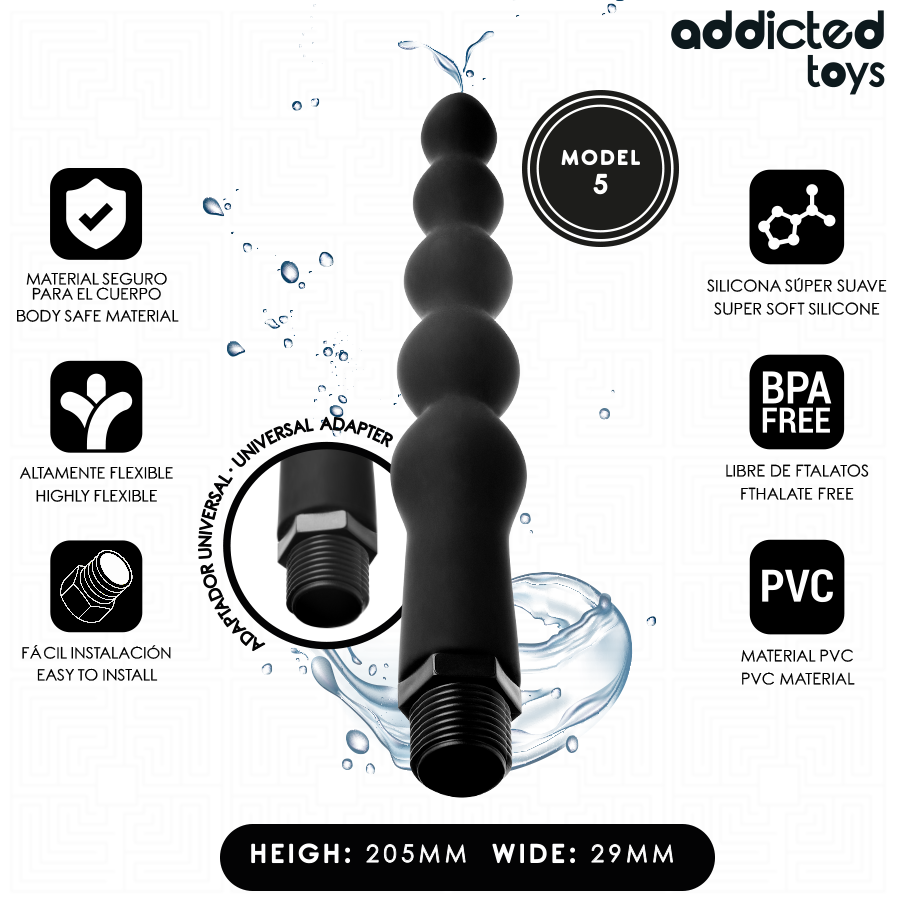 Addicted Toys-irrigatore anale con adattatore universale modello 5-silicone