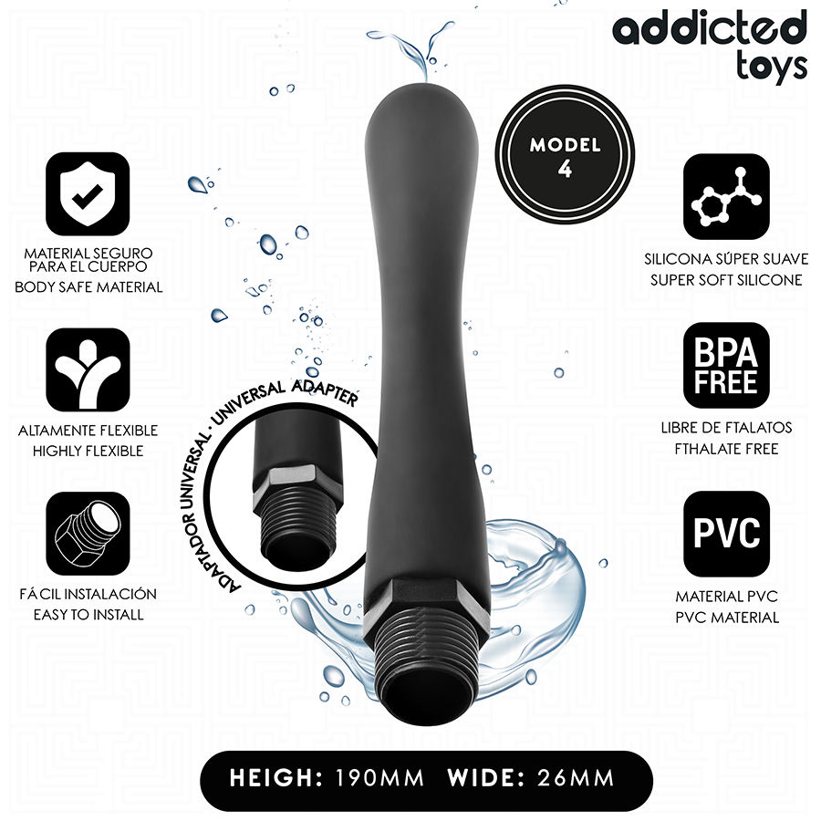 Addicted Toys-Irrigatore anale con adattatore universale modello 4-silicone
