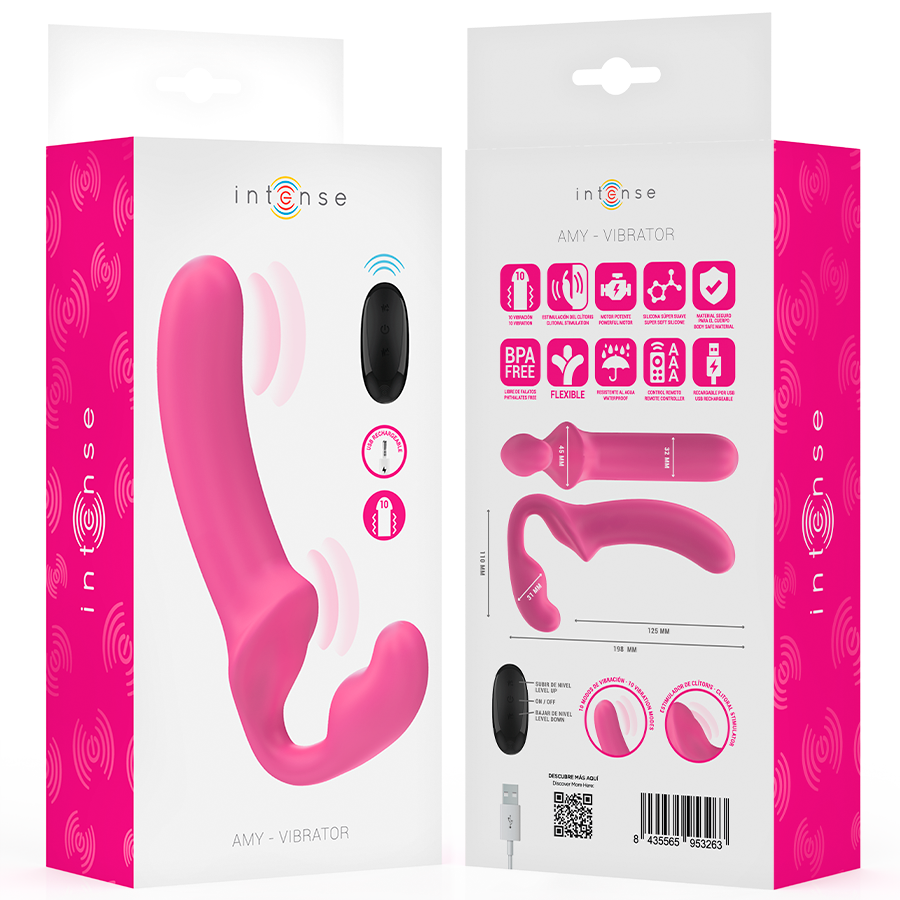 Intense Remote Control-Amy Doppio Vibratore 20 cm Rosa · Vibratori (immagine 8)
