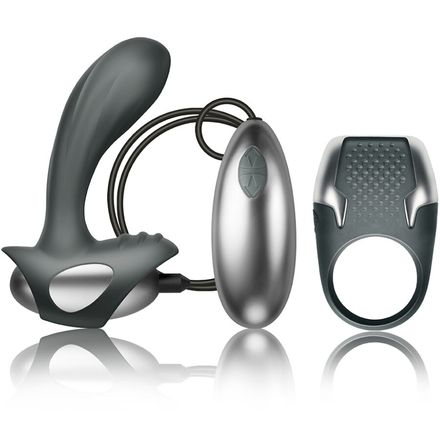 Climaximum-Kit Excite Anello Vibrante + Stimolatore Prostata 1 Climaximum-Kit Excite Anello Vibrante + Stimolatore Prostata — ROCKS-OFF · Kit di giocattoli