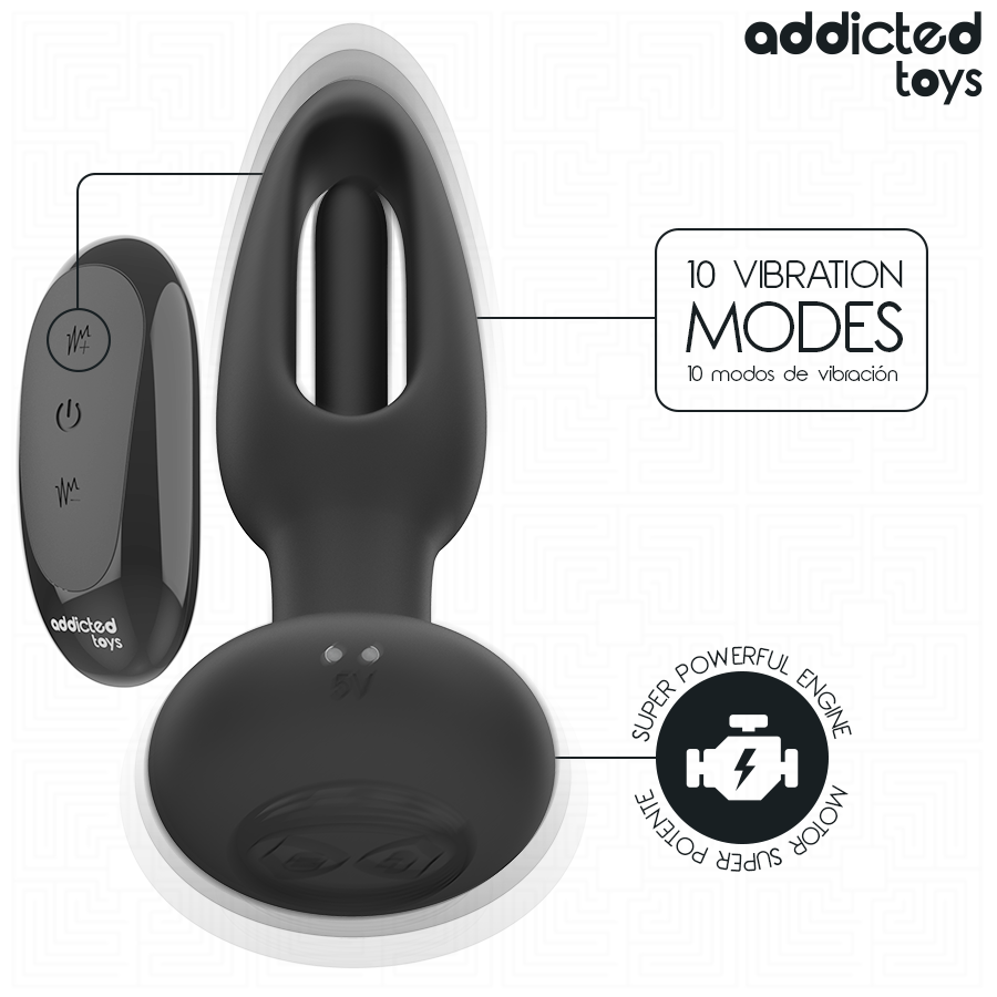 Addicted Toys-Plug anale con Lingua Vibrante e Telecomando-10 velocità · Giocattoli anali (imaginea 5)